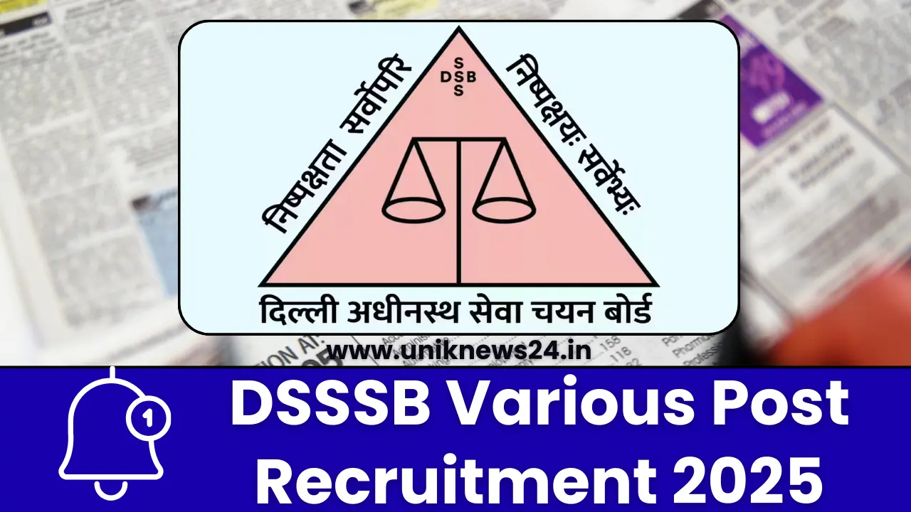 DSSSB Various Post Recruitment 2025