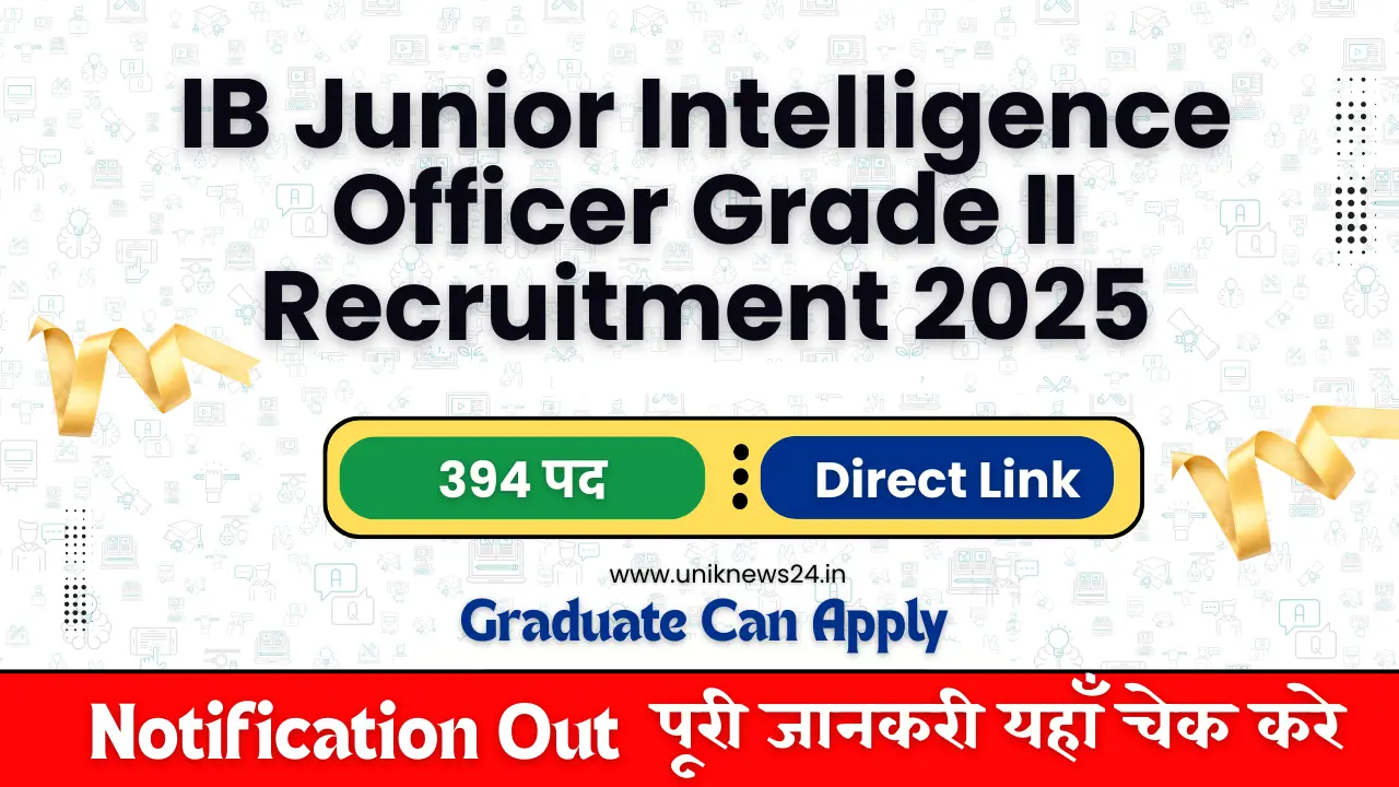 IB Junior Intelligence Officer Grade II Recruitment 2025