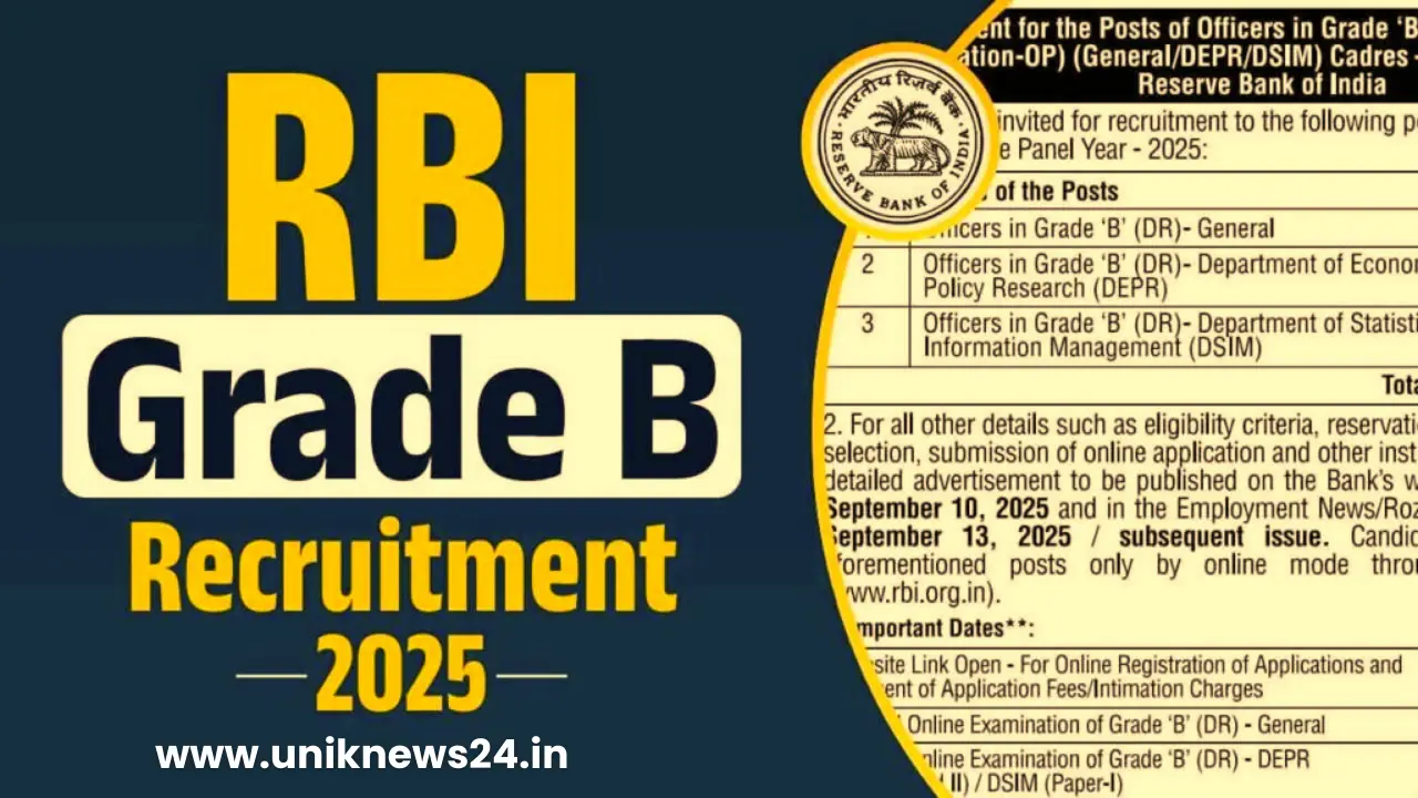RBI Officer Grade B Recruitment 2025: 120 पदों पर धमाकेदार मौका! 10–30 सितंबर तक करें आवेदन, एग्जाम डेट्स और योग्यता जानें