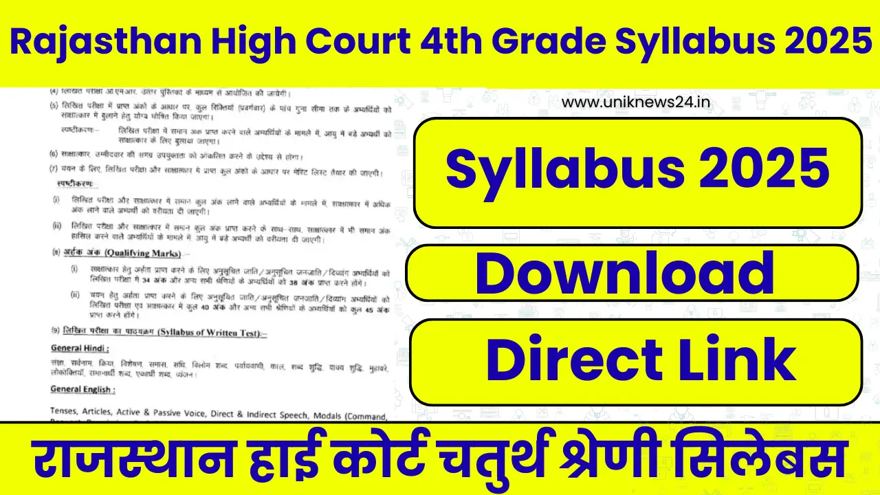 Rajasthan High Court 4th Grade Syllabus 2025: 5670 पदों पर भर्ती! पूरा सिलेबस, PDF लिंक और लेटेस्ट अपडेट यहीं देखें