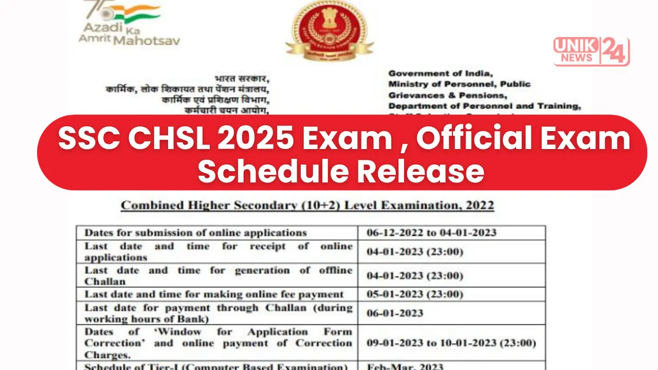 SSC CHSL 2025 Exam , Official Exam Schedule Release (3131 Vacancies)